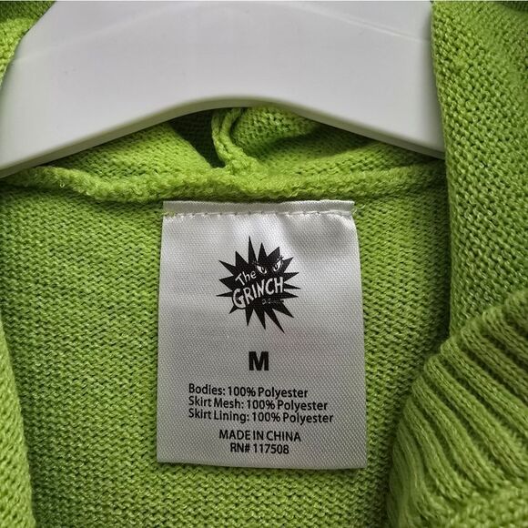 New Girls The Grinch Sweater Tulle Dress with Hood Size M - Picture 7 of 7